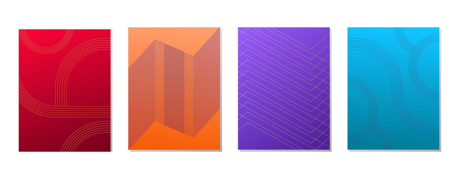 SET ABSTRACT BLURRED BACKGROUND GRADIENT COLOR WITH GEOMETRIC LINES DESIGN vector