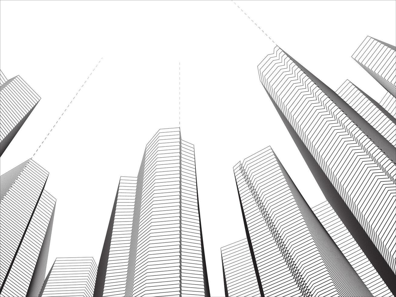 Illustration of a building in continuous line style on a white background. vector