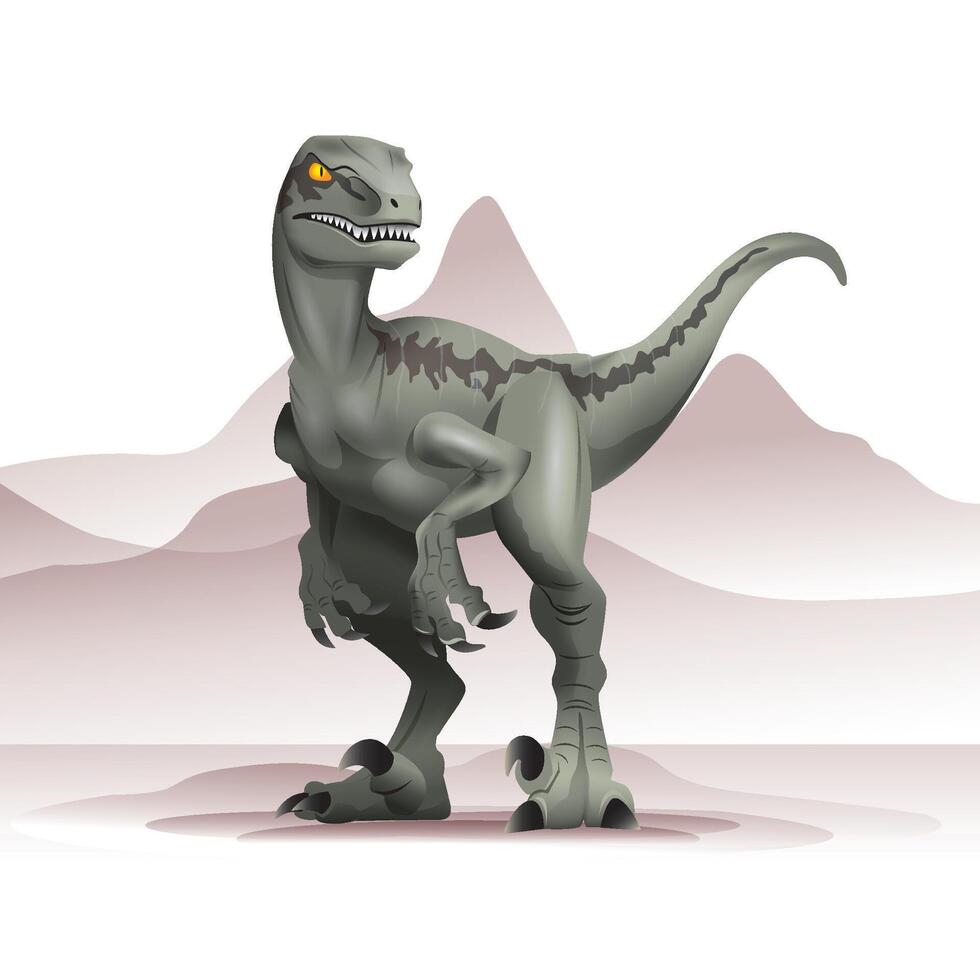 Isolated illustration of a velociraptor dinosaur vector
