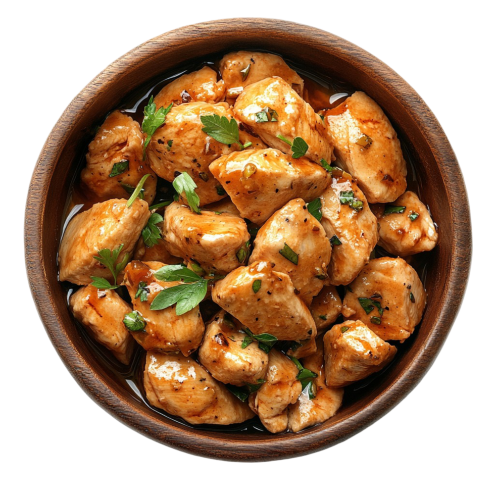Chicken breast in a bowl with parsley png