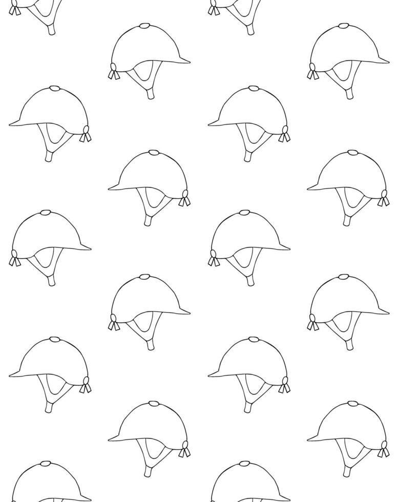 Seamless pattern of hand drawn doodle sketch horse riding equestrian helmet vector