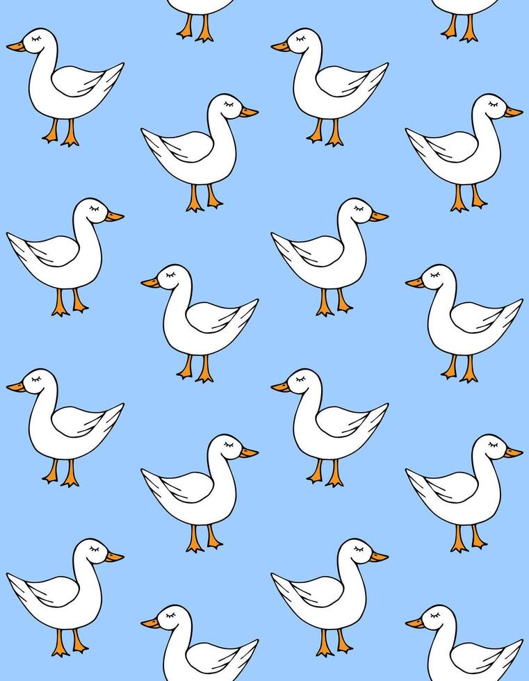 Seamless pattern of hand drawn doodle duck vector