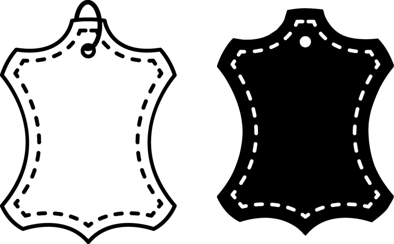 Leather Icons. Black and White Illustrations. Fabric Products, Natural Textiles. Material Characteristics Concept vector
