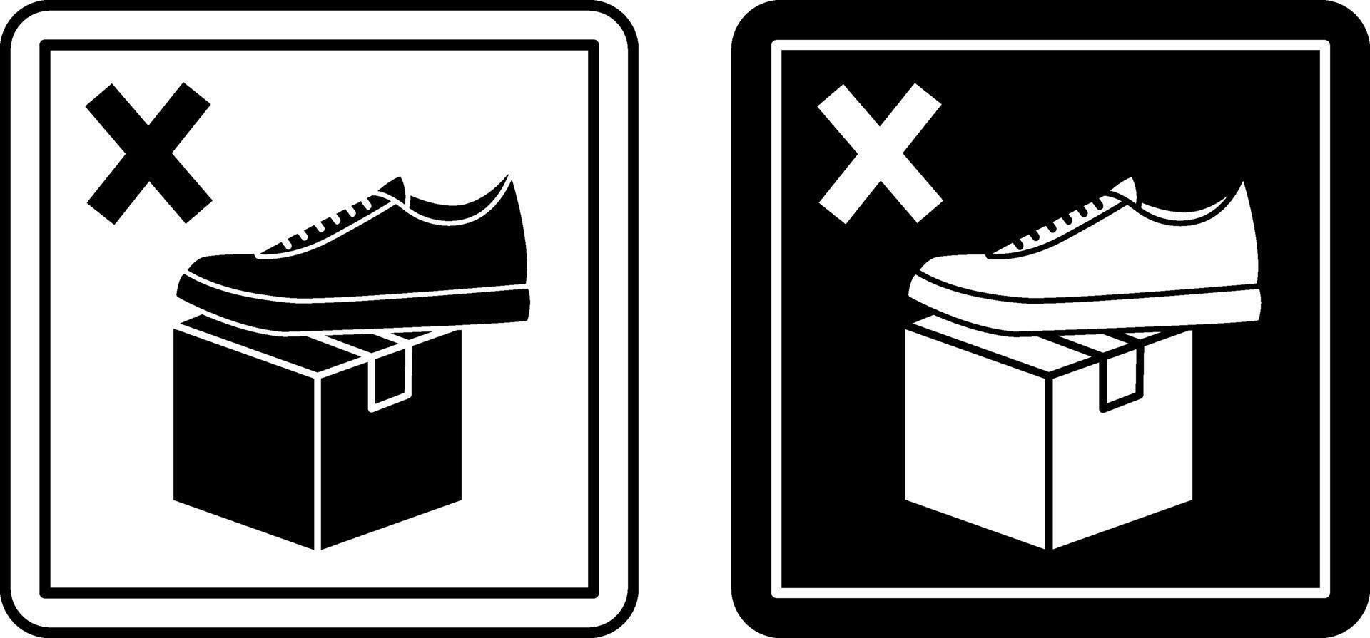 Do Not Step Signs. Cardboard Packaging Labels. Black and White Icons. Logistics, Delivery. Warning Symbol, Handle With Care vector