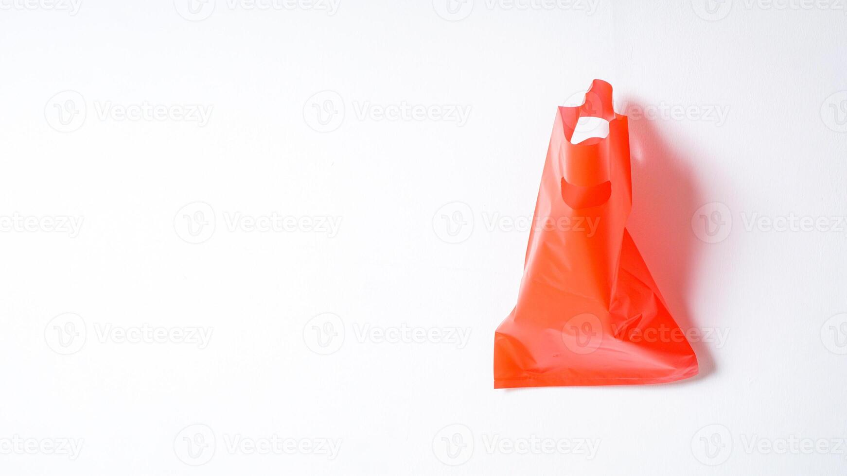 Open Red Plastic Bag Mock Up on White Background photo