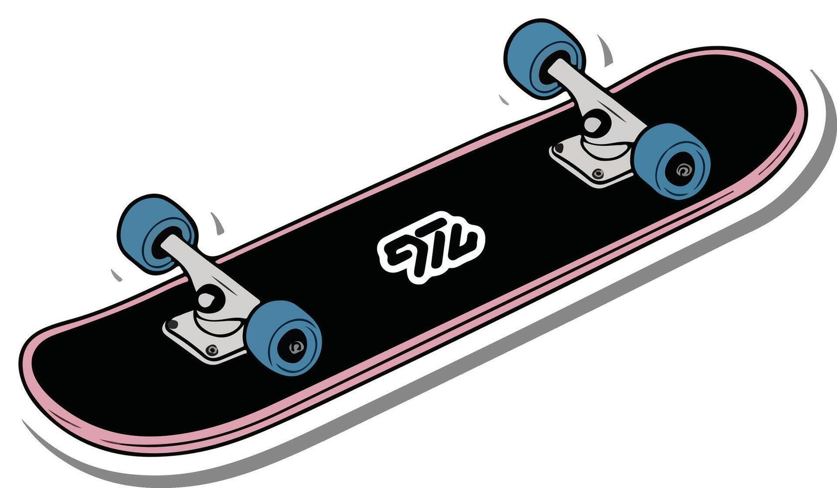 skateboard with two wheels vector