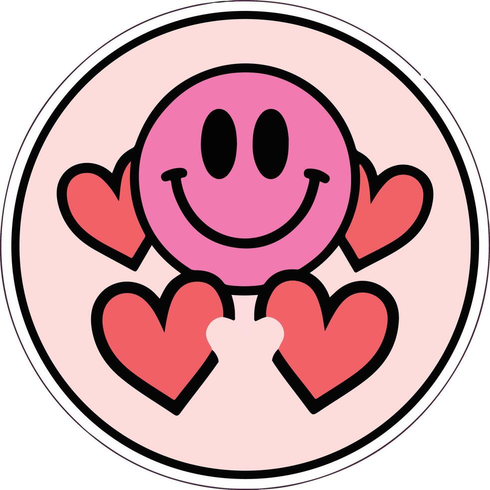 smiley face with hearts in the middle vector
