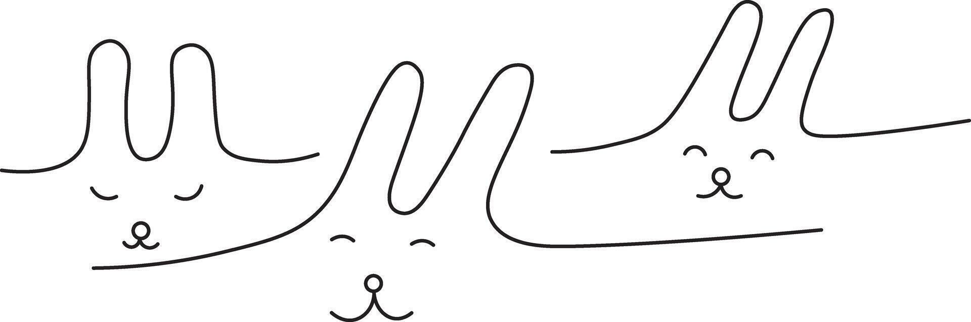 horizontal rabbits doodle vector