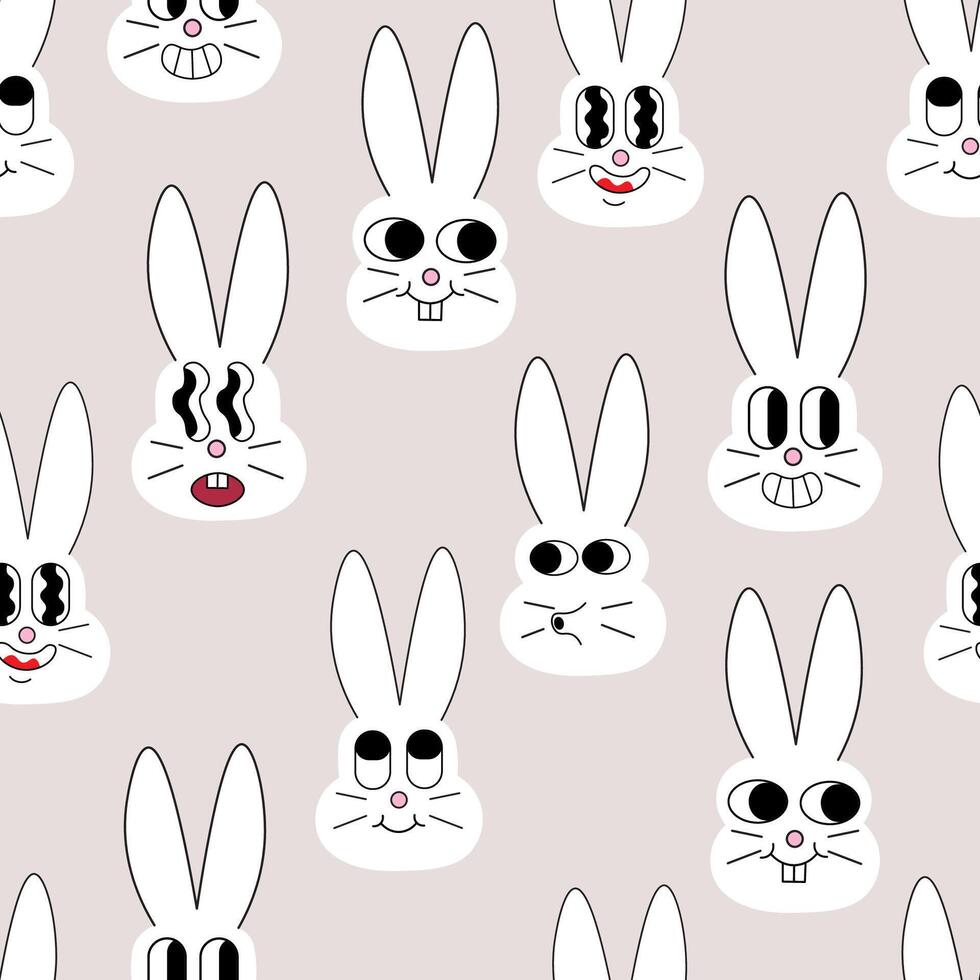 seamless pattern with white bunny vector