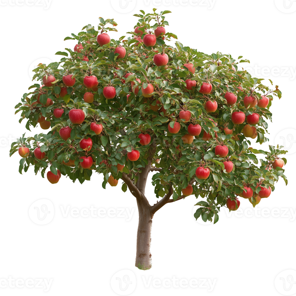 Vibrant Apple Tree Laden With Ripe Fruit in a Sunny Garden Setting png