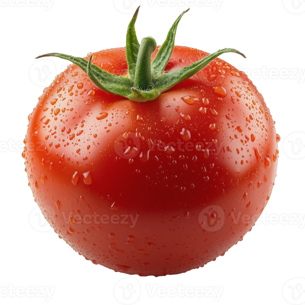 Fresh Red Tomato With Drops of Water Showcasing Vibrant Color and Texture png