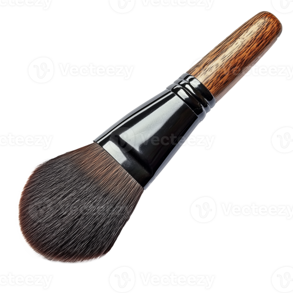 Makeup Brush With a Soft Bristle Head and a Wooden Handle for Smooth Application png