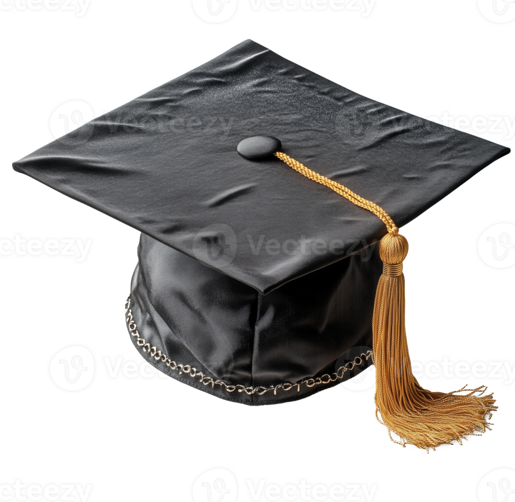 Graduation Cap With Golden Tassel Displayed on a Plain Background png