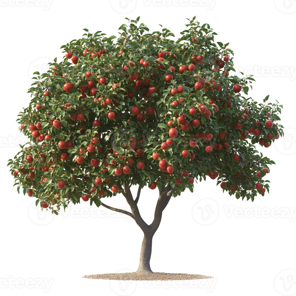 Lush Apple Tree With Ripe Red Fruit in a Garden Setting During Sunny Weather png