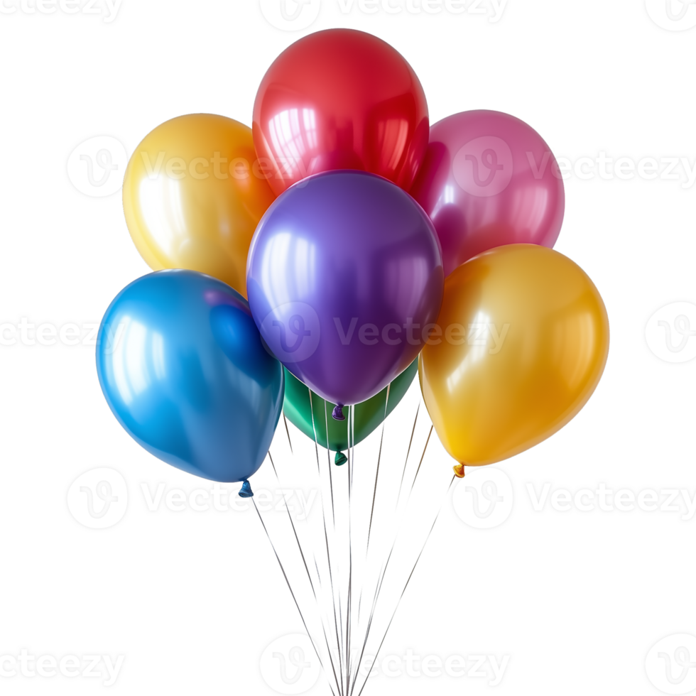 Bright and Colorful Balloons Floating Together for Celebration and Joy png