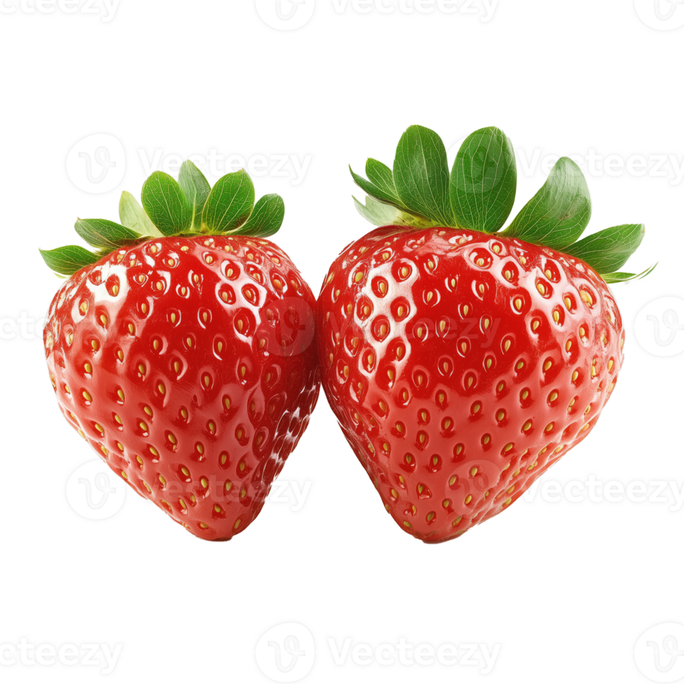 Fresh Ripe Strawberries With Vibrant Red Color and Green Leaves for Healthy Snacking png