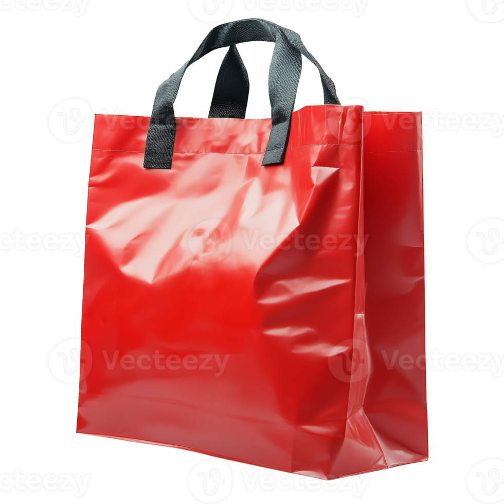 Red Reusable Shopping Bag With Comfortable Handles for Eco-Friendly Living png