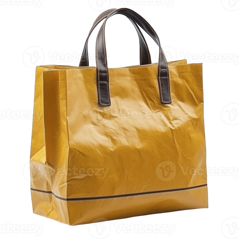 Stylish Yellow Tote Bag Made From Durable Material With Black Handles for Daily Use png