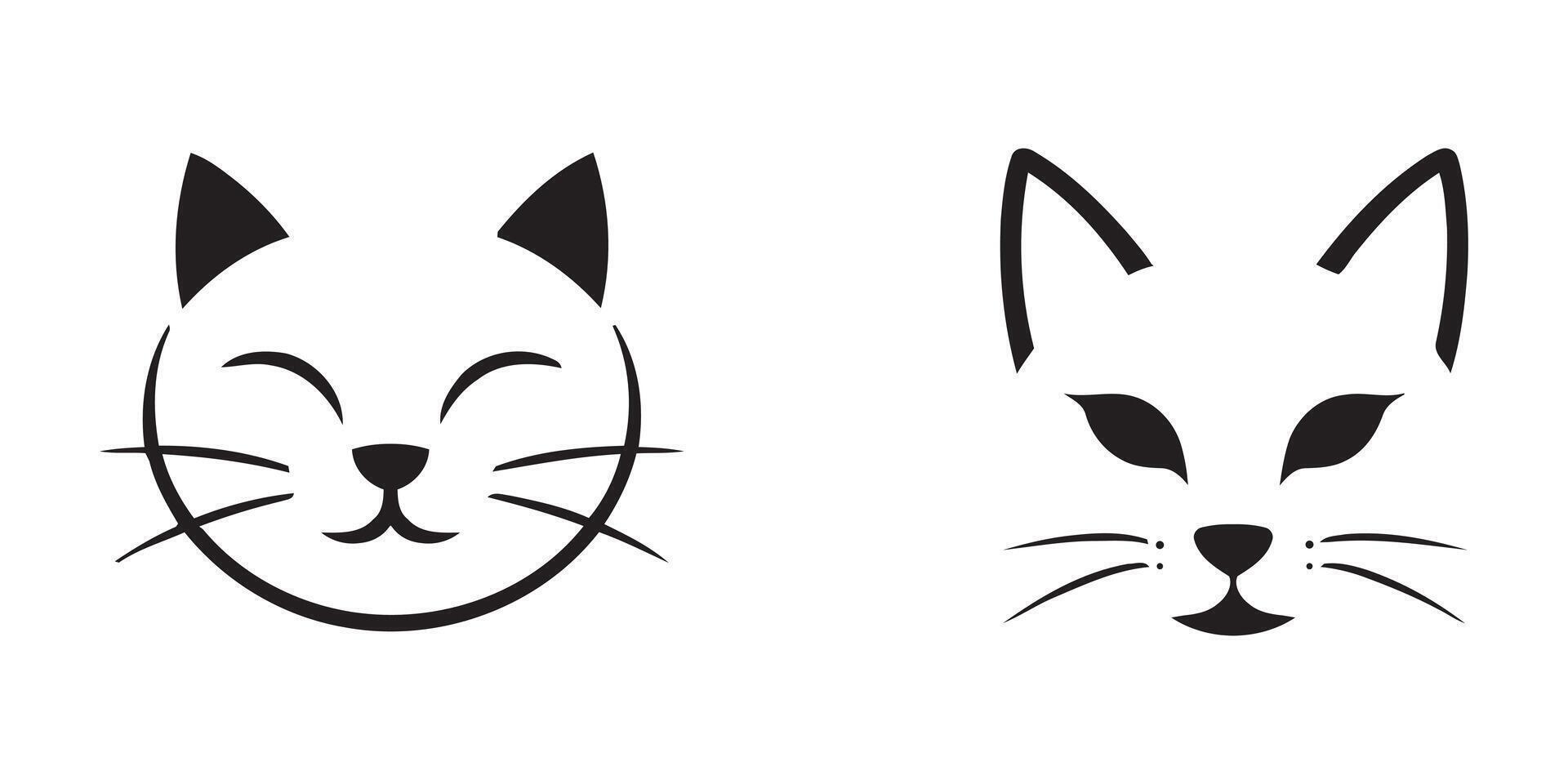 Cute cat face silhouette icon for pet lovers and animal illustrations vector