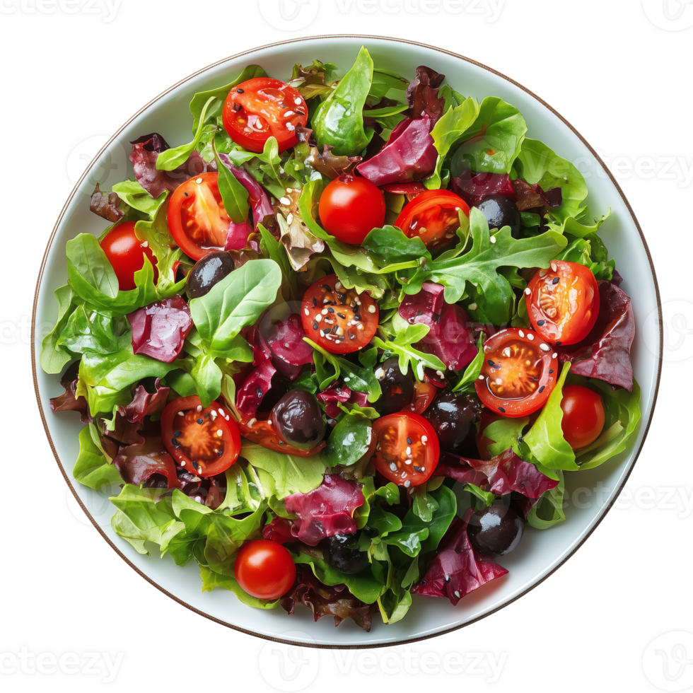 Fresh Salad With Cherry Tomatoes and Mixed Greens in a Bowl Ready to Eat png