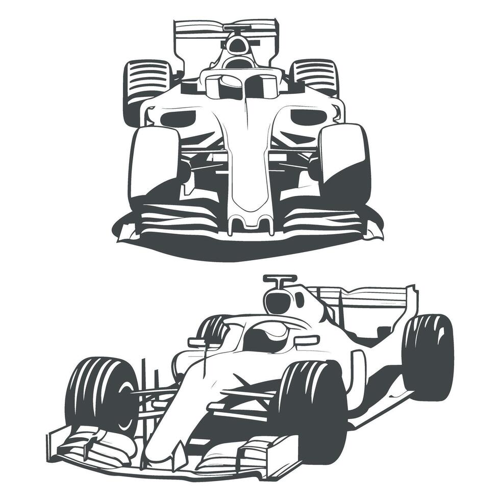 A black and white logo for a race car vector
