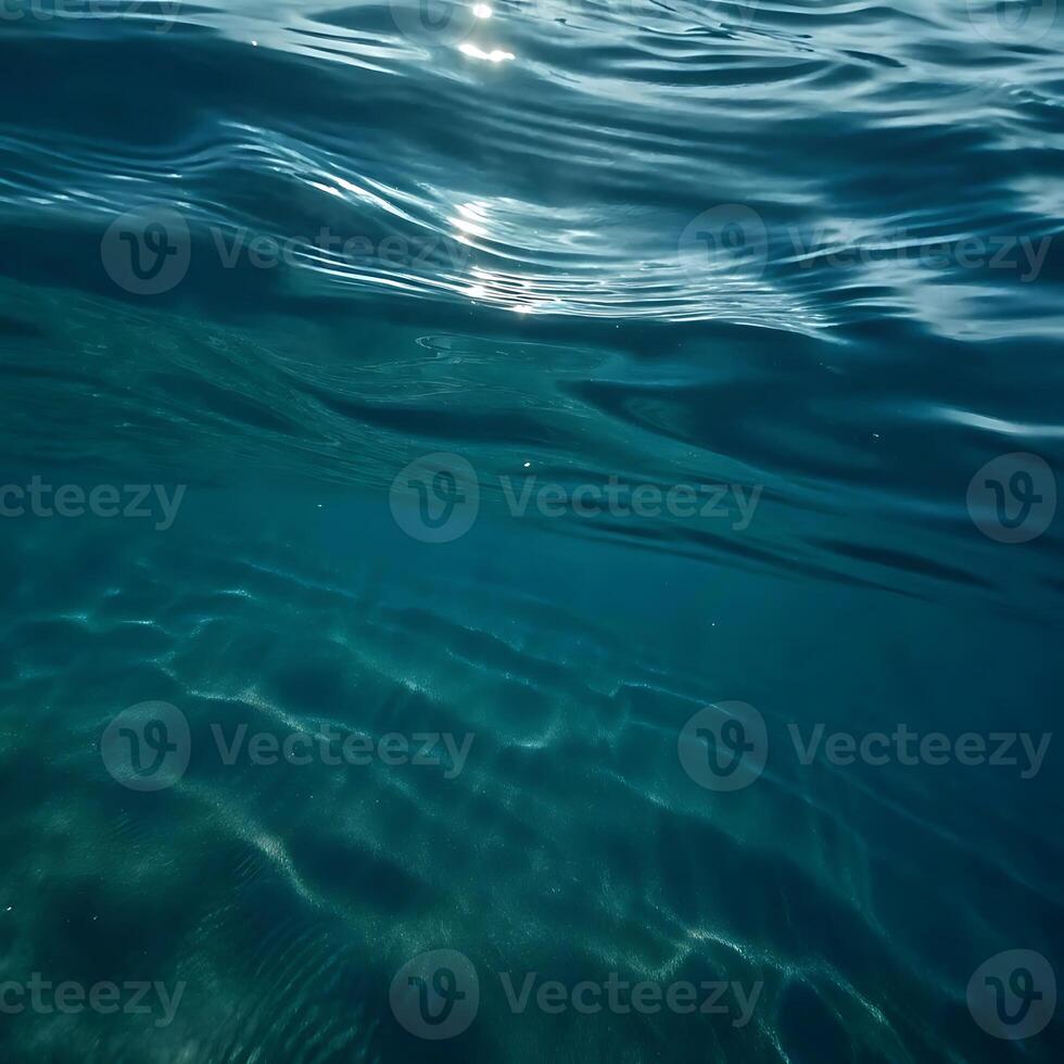 Submerged Underwater Scene Revealing Ocean Depth and Light Patterns photo