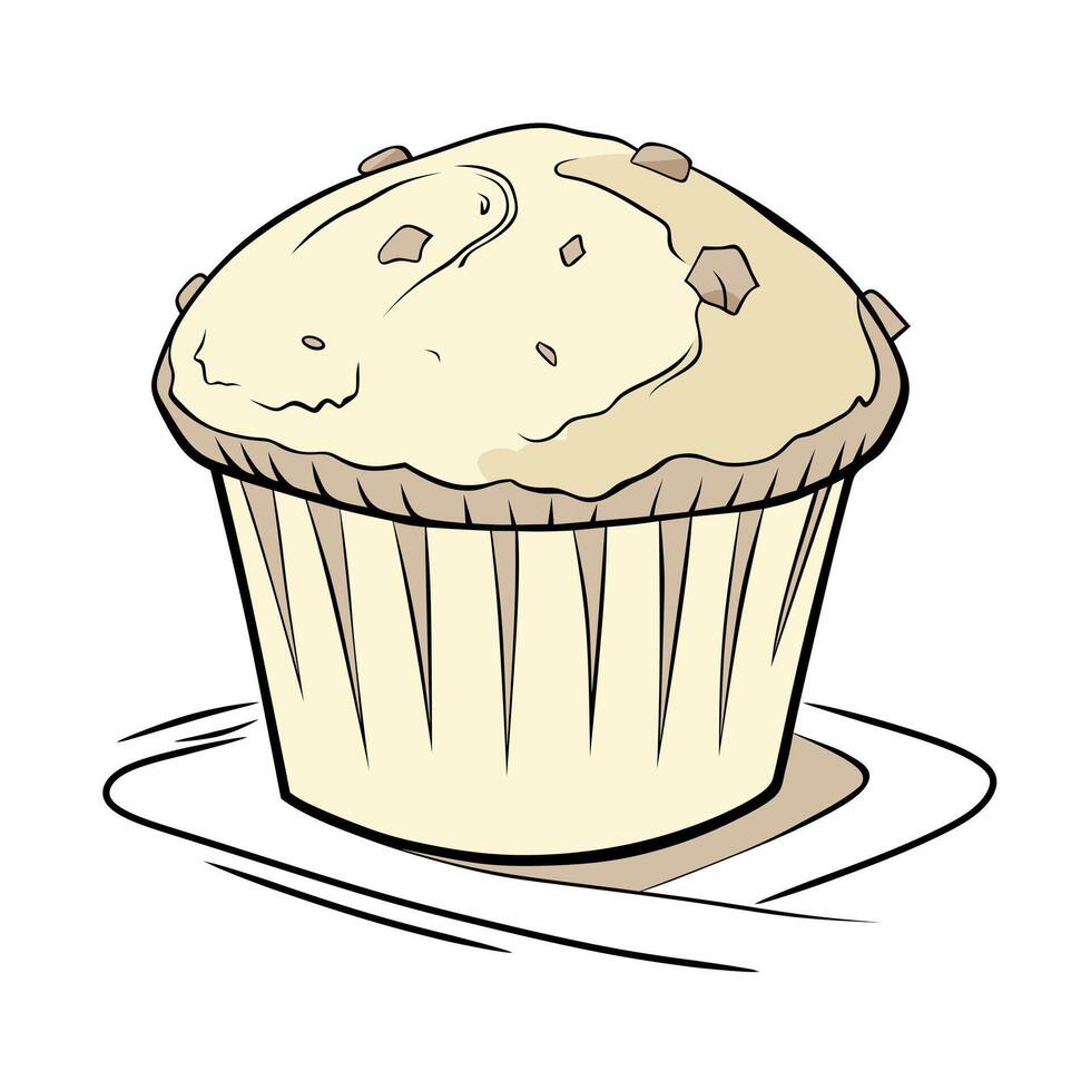 A detailed illustration of a delicious muffin with a soft texture and toppings. Perfect for bakery branding, menu designs, food packaging, and digital artwork. vector