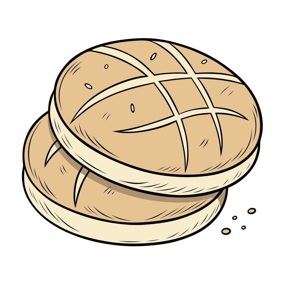 Pletzel Bread Illustration Traditional Bakery vector