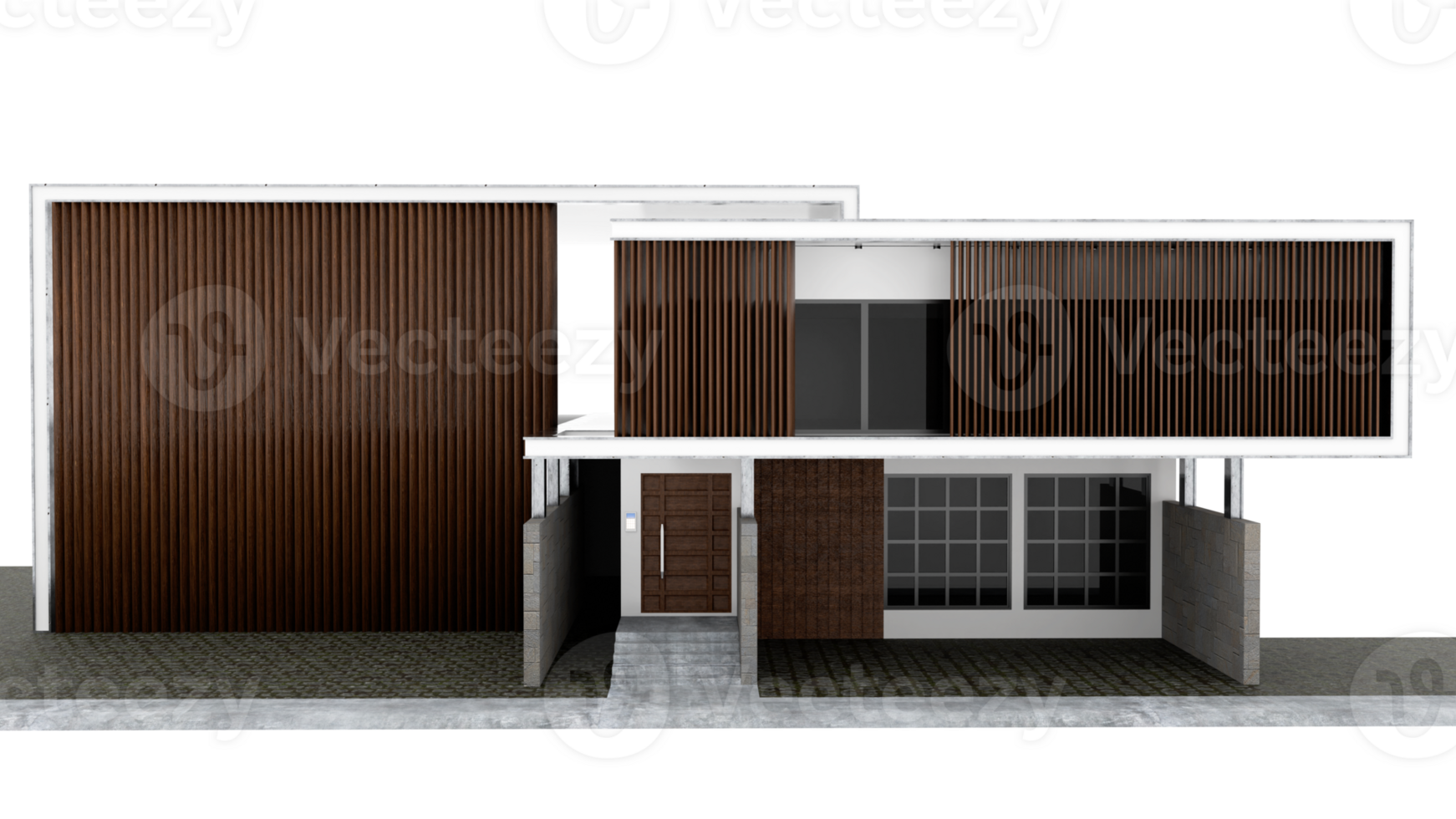 3d render wooden house with wood panel with transparent background png