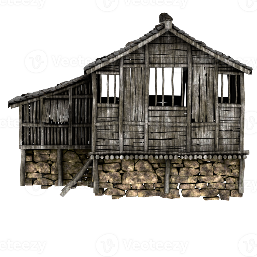 Rustic wooden shack with transparent background png