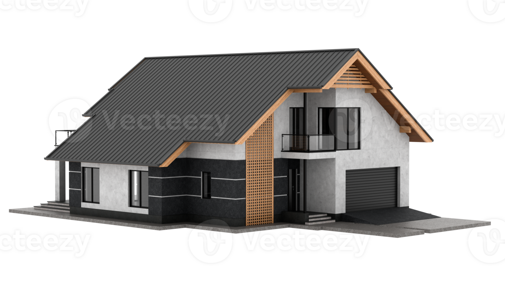 3d render contemporary white home with transparent background png