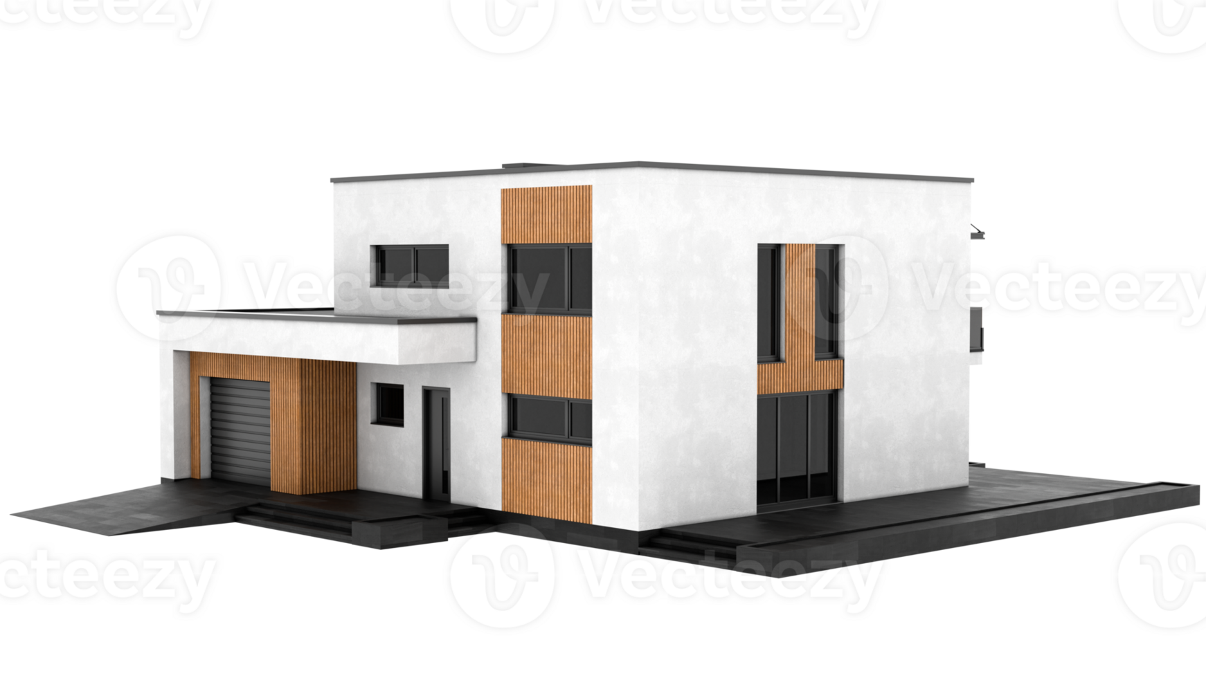 3d render contemporary villa with transparent background png