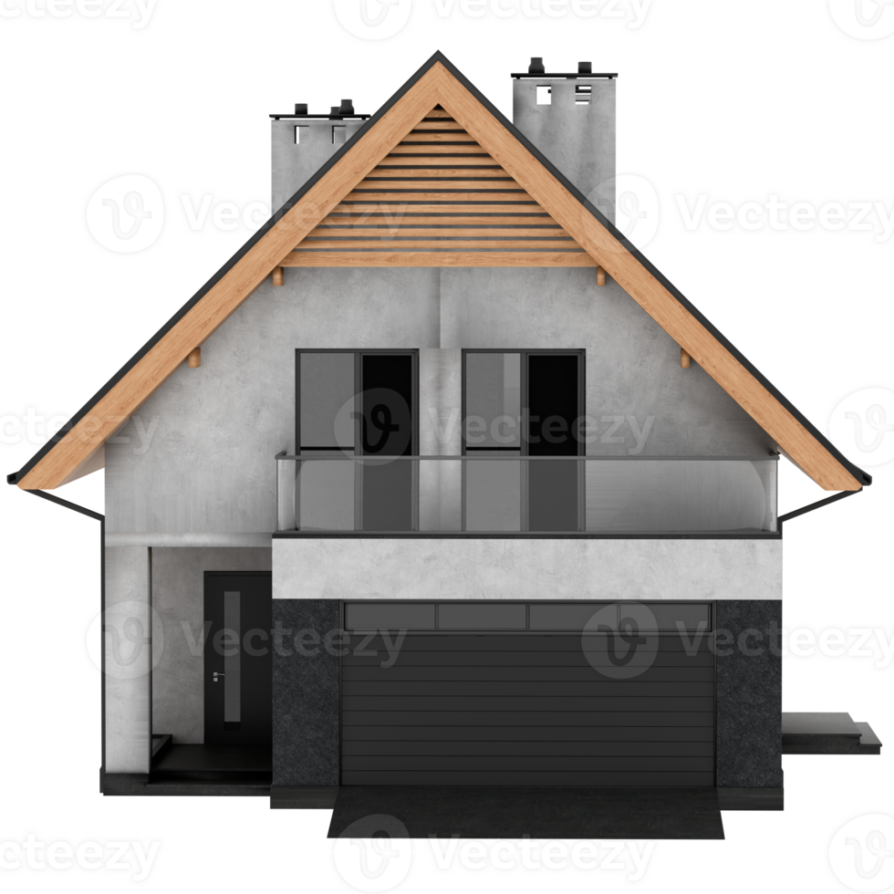 3d render contemporary house with transparent background png