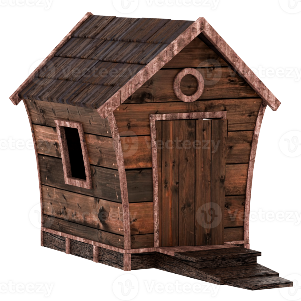Wooden hut with transparent background png