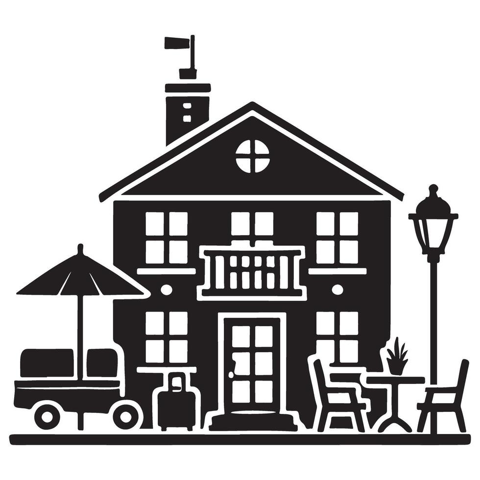 Charming Inn Building Illustration for Travel and Hospitality Designs vector