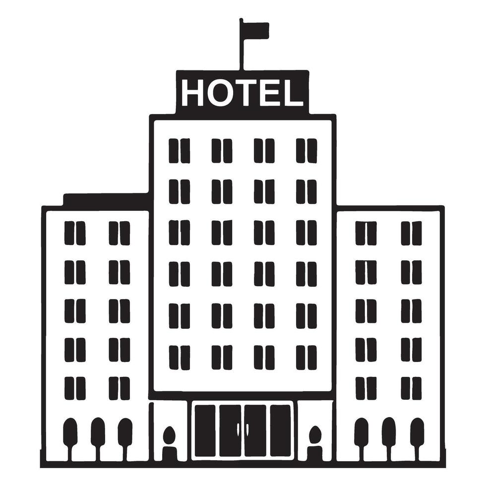 Cartoon Hotel Building Illustration For Travel and Lodging vector
