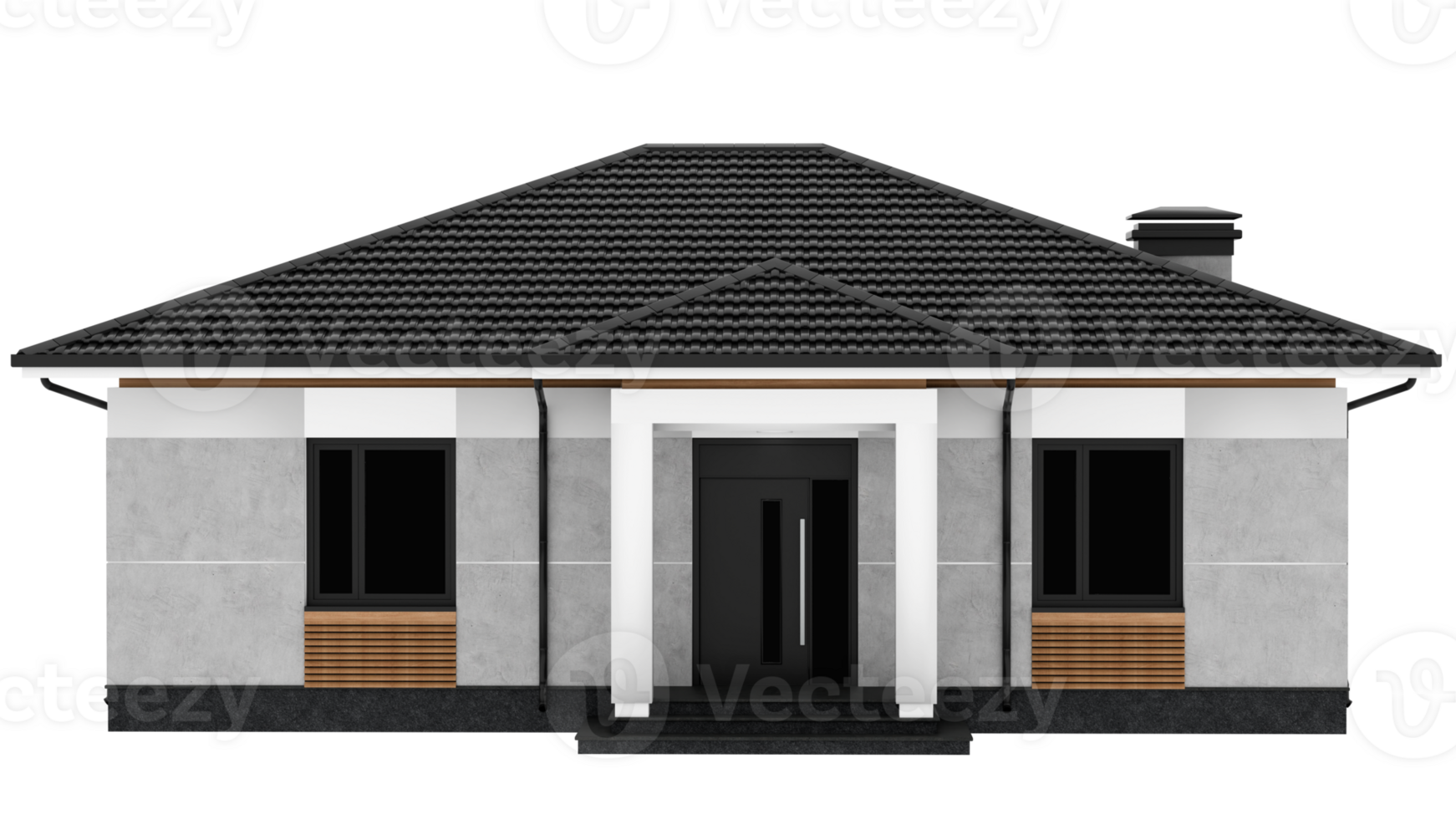 3d render single story house with transparent background png
