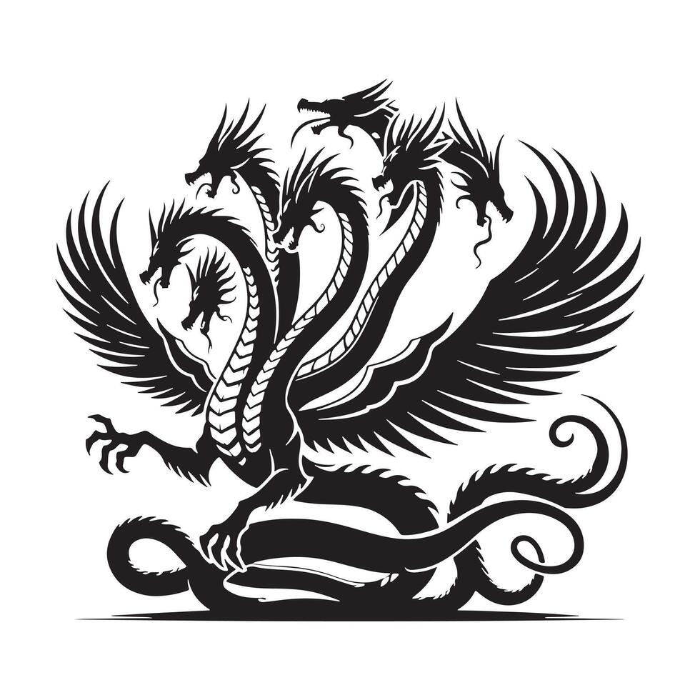 Mythical Hydra Silhouette Design vector