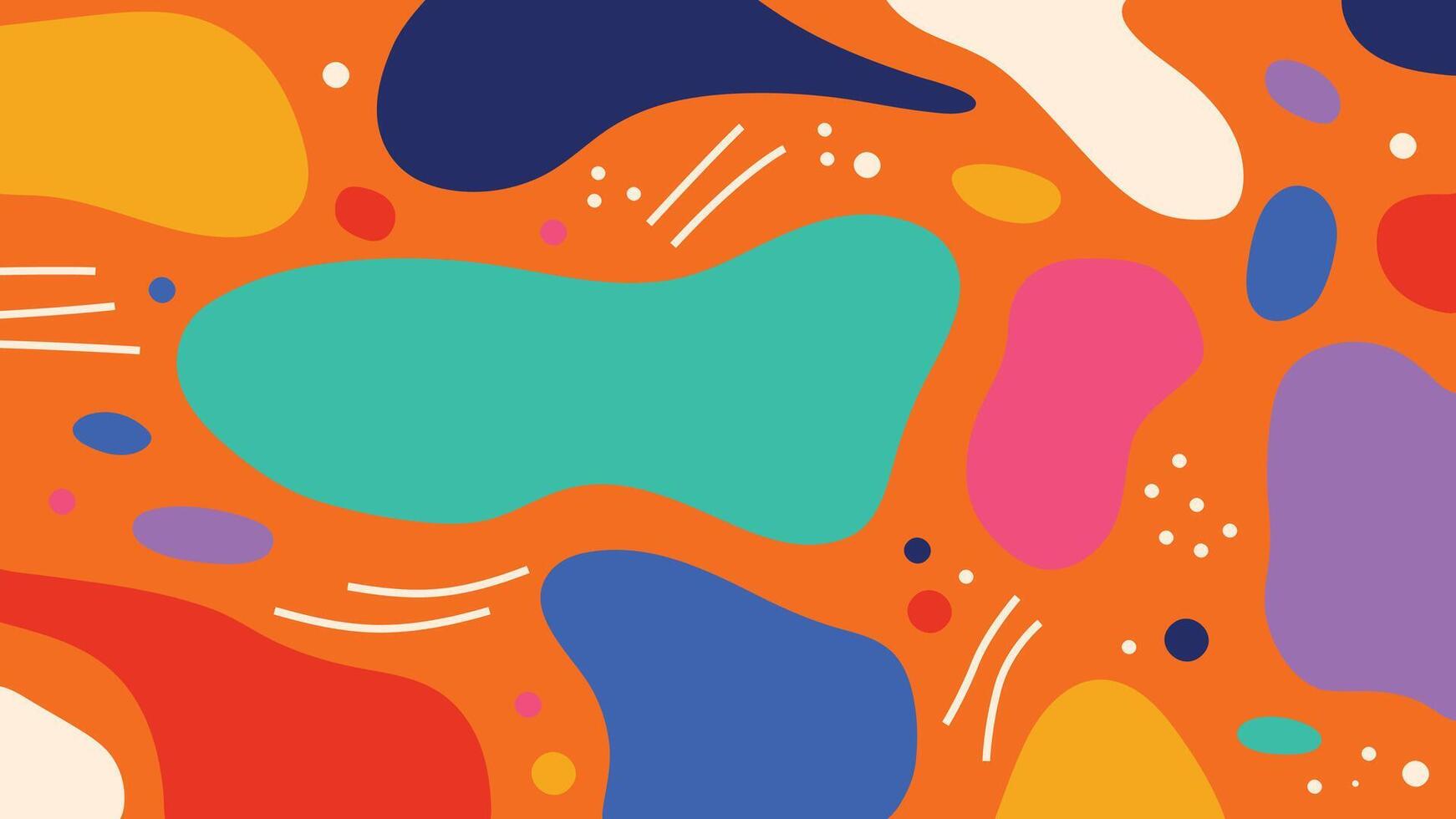 Bright abstract composition featuring smooth fluid shapes and vivid colors. A modern artistic background ideal for creative graphics, digital art, branding, packaging, posters, and web design. vector
