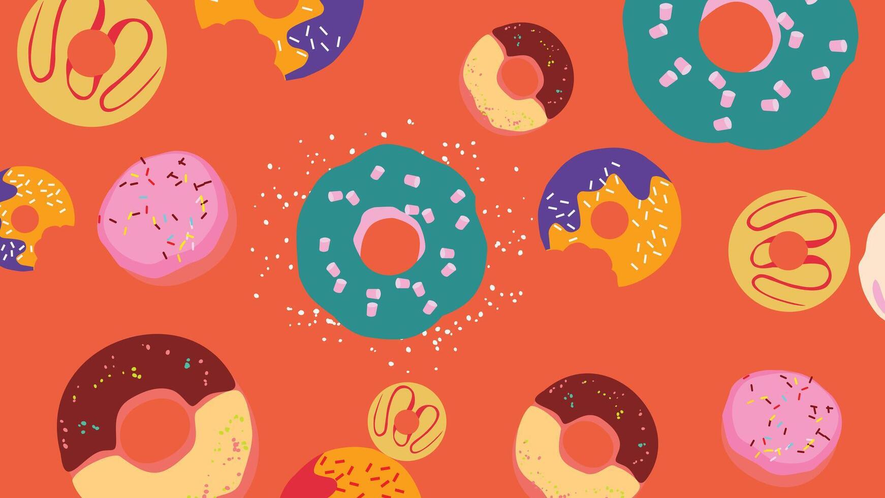 Donut abstract hand drawing background. Banner, bar label, cocktail cafe. Illustration for menu or packaging design. vector