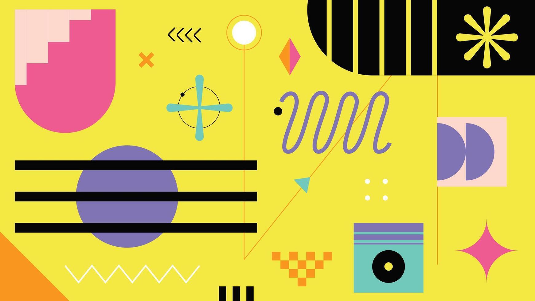 Colorful memphis shape geometric colorful shape texture. Geometric elements in 80's memphis style. Background for brochures, promotional materials and wallpaper. Illustration. vector