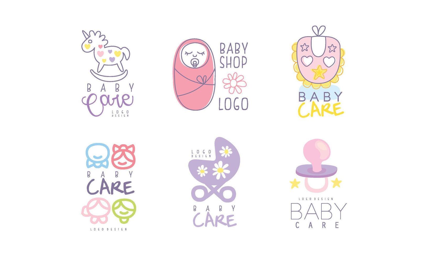 Baby Shop Logos Variant Design Set. vector