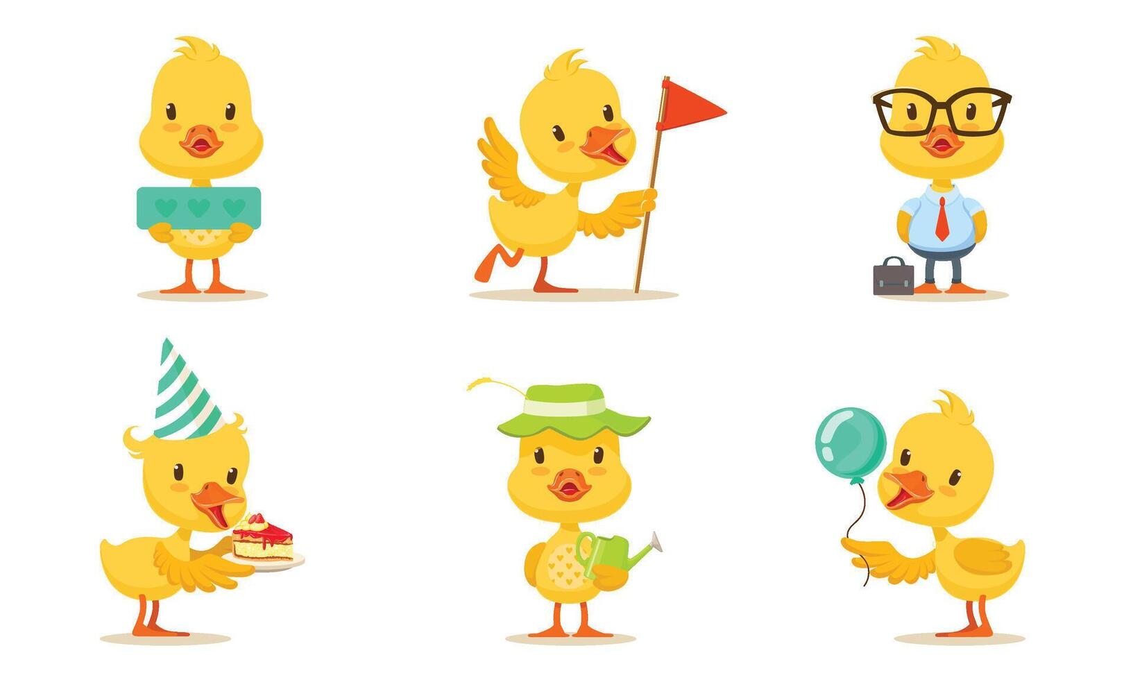 Pretty Animated Chickens In Different Actions Illustration Set Cartoon Character vector