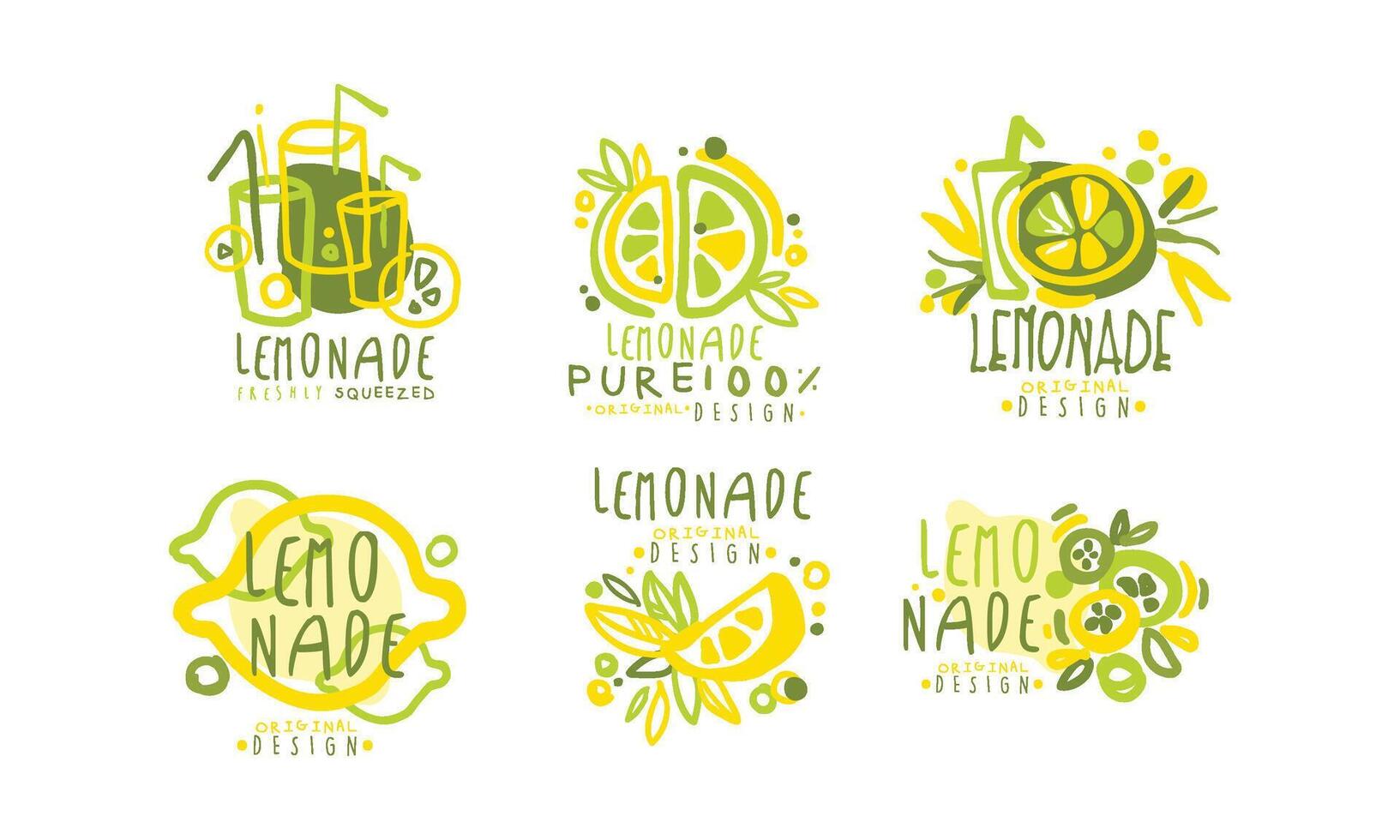 Lemonade Labels or Logos Original Design Set vector