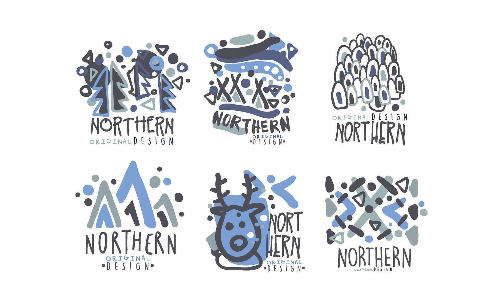 Northern Land Label Template with Original Design Set vector