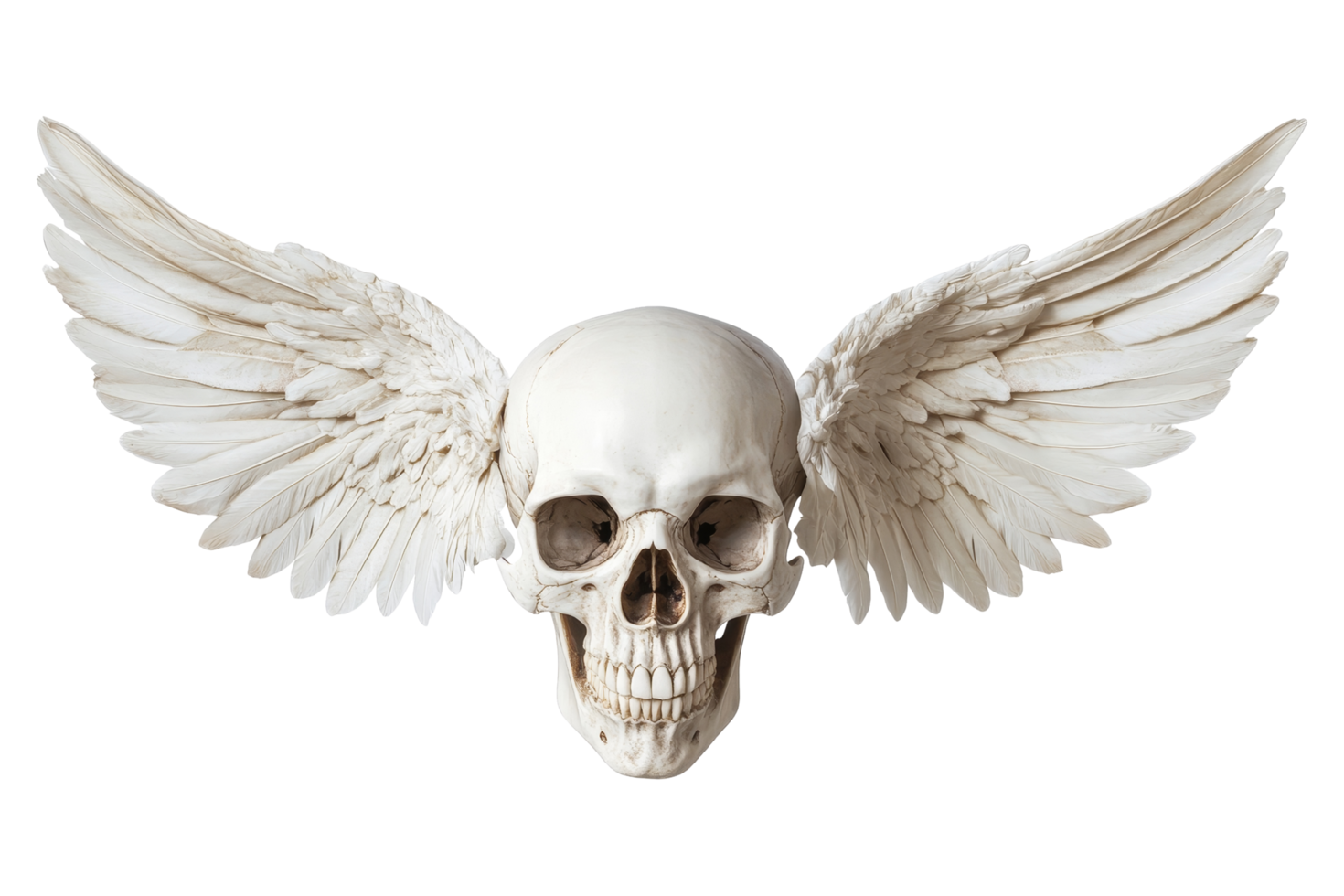 Winged skull art display creative studio sculpture unique png