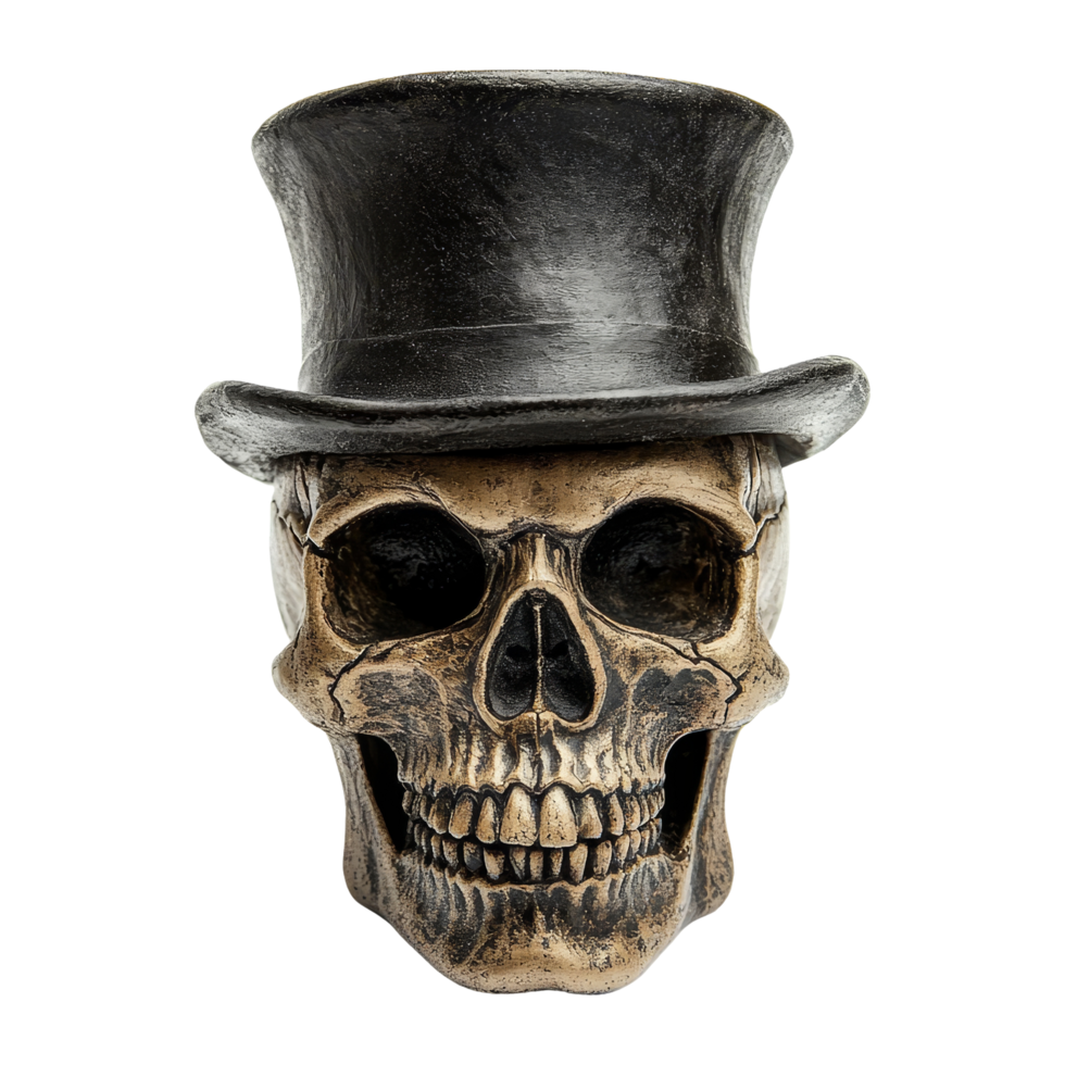 Skull with top hat decorative display studio close-up png