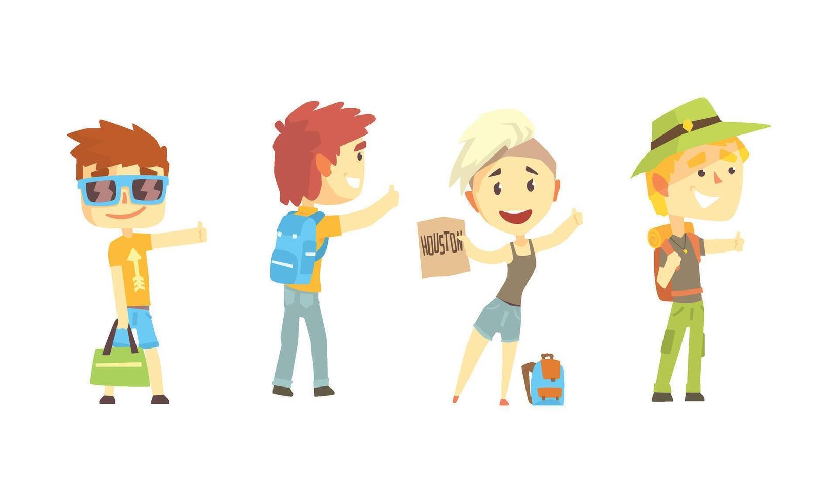 Young Tourist Characters Wearing Comfy Outfit Illustrations vector