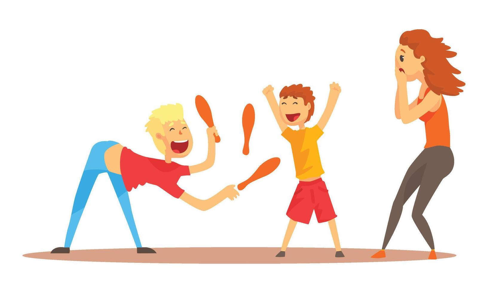 Young Man Character Juggling with Orange Skittles Illustration vector