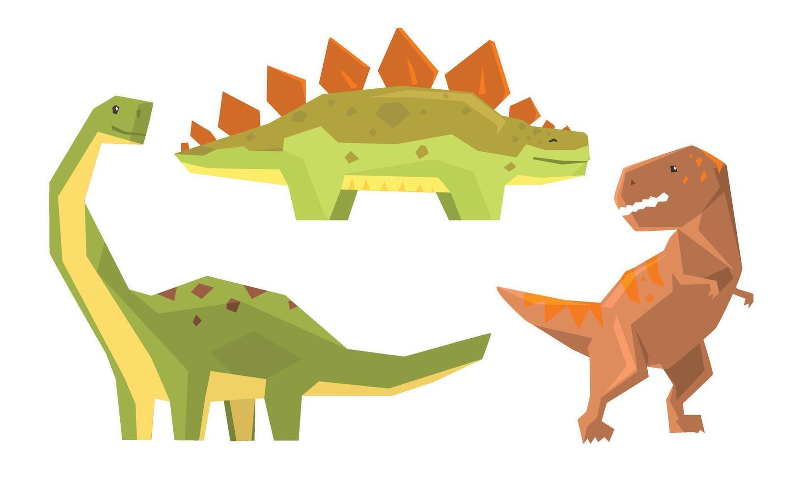 Set With Different Types Of Dinosaurus Illustration Cartoon Character vector
